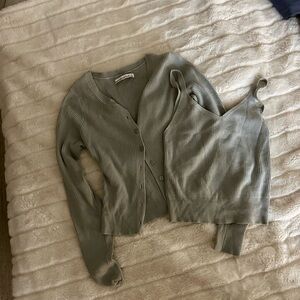 Ribbed Cardigan and Tank Set
